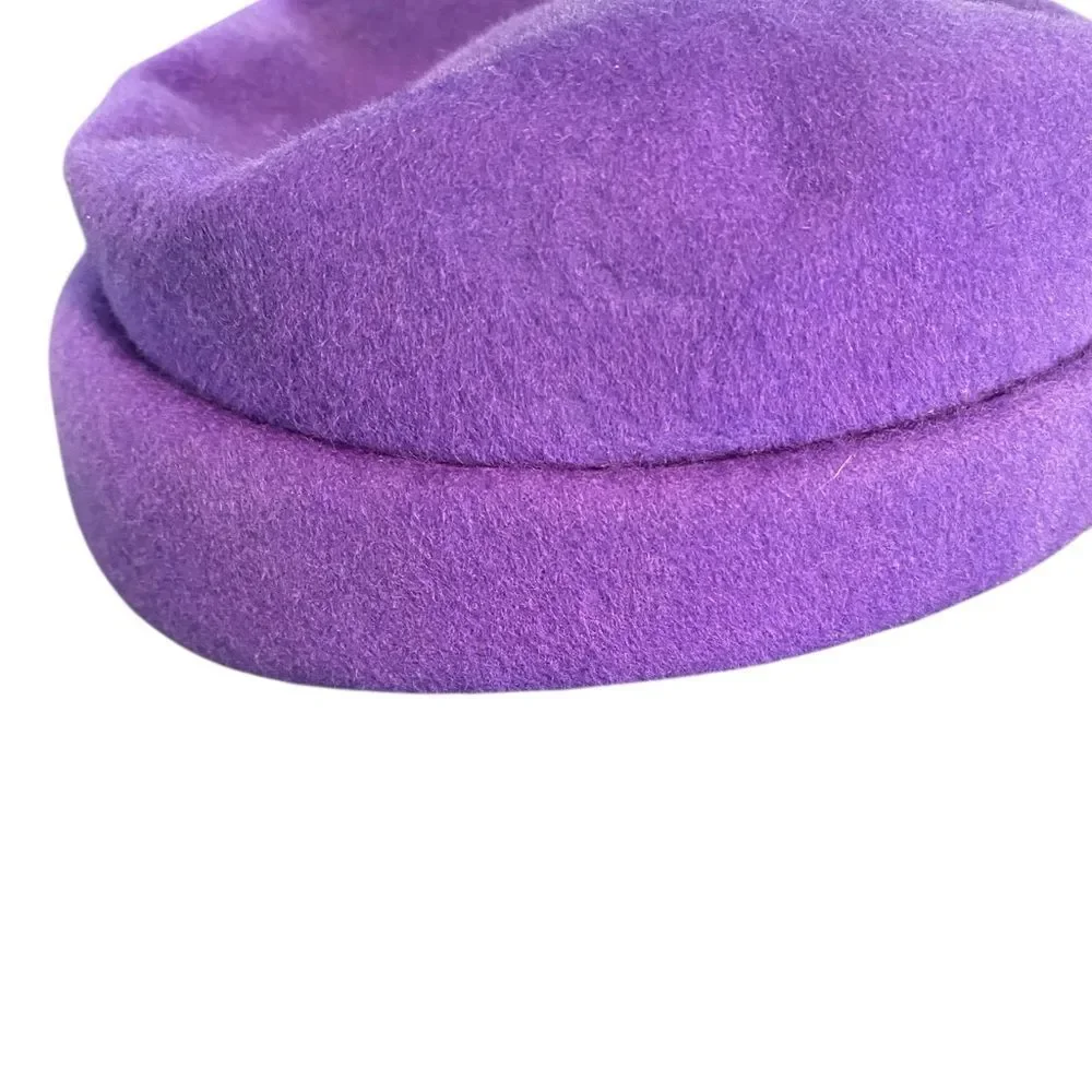 Vintage Glenover Henry Pollak Fascinator Purple Feathered Hat